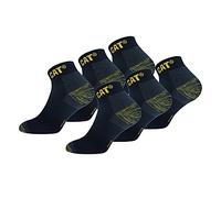 Caterpillar 6 Pares Calcetines Hasta el Tobillo de Trabajo, Plantilla de Esponja de Algodón, Doble Refuerzo en la Puntera y Talón (Azul, 43-46)