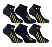 Caterpillar 6 Pares Calcetines Sneaker Hasta Tobillo - Talones Puntera Reforzados - Algodón (Azul, 43-46)
