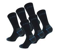 Caterpillar 6 Pares Calcetines Trabajo Coolmax, Doble Refuerzo Puntera Talón, Esponja Algodón Fibra Licra (Negro, 39-42)