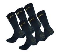 Caterpillar 6 Pares Calcetines Trabajo Doble Refuerzo Puntera Talón Esponja Algodón (Azul, 43-46)