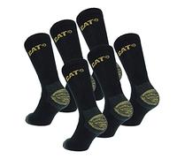 Caterpillar 6 Pares Calcetines Trabajo Doble Refuerzo Puntera Talón Esponja Algodón (Negro, 39-42)