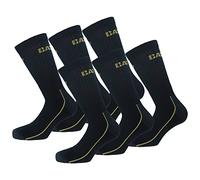Caterpillar 6 Pares Calcetines Trabajo Hasta Media Pantorrilla - Puntera y Talón Reforzados - Fibra Cordura - Algodón (Negro, 43-46)