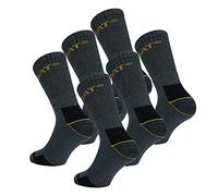 Caterpillar 6 Pares Calcetines Trabajo Media Pantorrilla - por Zapatos de Seguridad - Punta y Talón Reforzados - Esponja Algodón (Gris, 43-46)