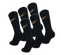 Caterpillar 6 Pares Calcetines Trabajo, Puntera Talón Reforzados, Remallado Mano, Algodón Peinado (Negro, 39-42)