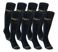 Caterpillar 8 Pares Calcetines Trabajo Largos, Algodón (Negro, 43-46)