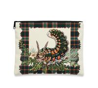 Caterpillar - Bolsa de cosméticos vintage a cuadros verdes para mujer, organizador portátil de lona con cremallera, perfecto para viajes y regalo de vacaciones, Verde, 7x9 Inch, Oruga