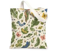 Caterpillar - Bolsa de lona para mujer, primavera, naturaleza, hoja, mariposa, primavera, verde, lavable, reutilizable, bolsa de mercado para Sho, Verde, 13x15 Inch
