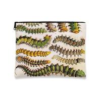 Caterpillar - Bolsa de maquillaje artística, vintage, bolsa de viaje para mujeres, organizador portátil de lona con cremallera, regalo para amantes de la naturaleza, Verde, 7x9 Inch, Oruga