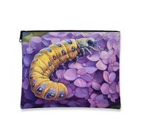 Caterpillar - Bolsa de maquillaje artística y vibrante, bolsa de viaje floral para mujer, organizador portátil de lona con cremallera, bolsa de aseo para el cuidado de la piel de primavera, 7 x 9