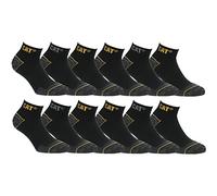 Caterpillar - Calcetines de trabajo de Algodón para hombres, reforzados en el talón y la punta, 12 Pares (Negro, 43-46)