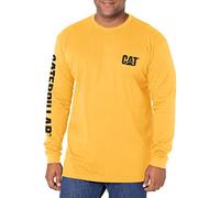Caterpillar Camiseta de manga larga para hombre Big and Tall Trademark Banner (tamaño normal y grande y ancho), amarillo, talla XL