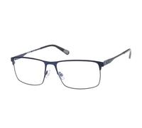 Caterpillar CAT Gafas rectangulares de acero inoxidable en azul marino para hombre, gafas con nivel de visión, opcionales con gafas de sol tintadas o filtro de luz azul (modelo CTO-3015-006)