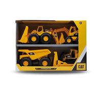 Caterpillar - Construcción Fleet Pack de 4 vehículos 25 cm Camión Benne, Cargador Frontal, Excavadora, Bulldozer