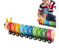 Caterpillar de madera de juguete, Caterpillar matemática - Juguetes cognitivos de desarrollo matemáticos,Color reconociendo el juego de contar, reconoce los diferentes colores del tren para el sei