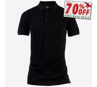 Caterpillar Essentials Hombre Clásico Casual Ropa de Trabajo Polo Negro