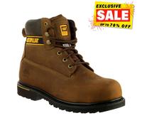 Caterpillar Holton Hombre Seguridad Cuero Trabajo Exterior Botas Marrón