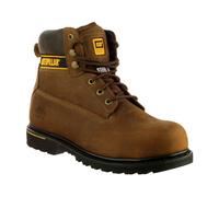 Caterpillar Holton Hombre Seguridad Cuero Trabajo Exterior Botas Marrón