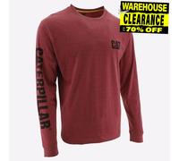 Caterpillar Logo Letrero Hombre Diario Informal Camiseta Manga Larga Rojo