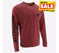 Caterpillar Logo Letrero Hombre Diario Informal Camiseta Manga Larga Rojo