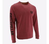 Caterpillar Logo Letrero Hombre Diario Informal Camiseta Manga Larga Rojo