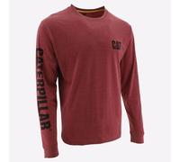 Caterpillar Logo Letrero Hombre Diario Informal Camiseta Manga Larga Rojo