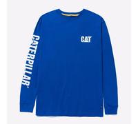 Caterpillar Logo Letrero Manga Larga Casual para Trabajo Camiseta Hombre Azul