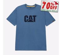 Caterpillar Marca Camiseta Casual De Trabajo Para Hombre Con Logo Azul
