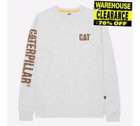 Caterpillar Logo Hombre Moda Informal Clásico Camiseta Manga Larga Crema