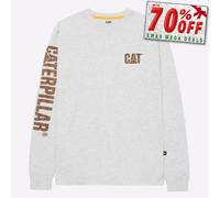 Caterpillar Logo Hombre Moda Informal Clásico Camiseta Manga Larga Crema