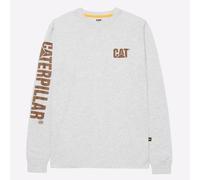 Caterpillar Logo Hombre Moda Informal Clásico Camiseta Manga Larga Crema