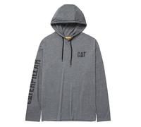 Caterpillar Men's UPF Hooded Banner Sun Protecter Long Sleeve Tee, Dark Heather Grey, XL