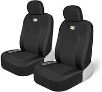 Caterpillar MeshFlex - Fundas de Asiento para automóviles, Camiones y SUV (Juego de 2) - Fundas de Asiento de Coche Negras para Asientos Delanteros, Protectores de Asiento con cómodo Respaldo de