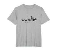 Caterpillar To Caterfly: Arte caprichoso de la evolución del Gato Camiseta, Hombre Tallas Grandes, Gris Jaspeado, 5X Alto