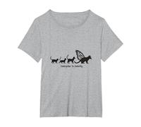 Caterpillar To Caterfly: Arte caprichoso de la evolución del Gato Camiseta, Mujer Tallas Grandes, Gris Jaspeado, 3XL Grande