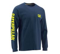 Caterpillar Trademark Banner Long Sleeve tee Shirts with Center Back Neck Wire Management Loop and Cat Logo Camiseta, Azul (Detroit Blue), Large para Hombre