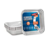 Caterserve Bandejas de papel de aluminio con tapas, 9 x 9 pulgadas, paquete | Forma cuadrada, 23 x 23 cm, 50 mm de profundidad, apto para horno hasta 260 °C, apto para congelador, capacidad de 2250 ml