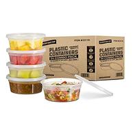 Caterserve Juego de contenedores de almacenamiento de alimentos, paquete de 24 recipientes de plástico con tapas, contenedores de preparación de comidas a prueba de fugas, 8 onzas,236 ml