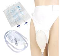 Catéter externo para mujer, orinal femenino de silicona portátil para postrado en cama con cinturón de cintura de alta elasticidad, orinal portátil reutilizable para mujer con 2 bolsas de orina