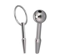 Catéter Uretra Hombre Juego de 2 Piezas Tapón Uretral Metal SM Masturbación Juguete Sexual Tapón de Pene con Anillo de Tracción para Juegos BDSM Parejas Hombres y Mujeres