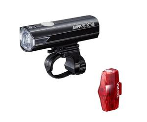 CatEye CatEye - Juego de Luces para Bicicleta, 400 lúmenes, luz Delantera y Trasera con Lente OptiCube, múltiples Modos, batería de 60 Horas de duración de la batería MTB, iluminación de Ciclismo