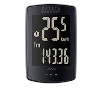 CatEye Padrone Stealth Ciclocomputador Inalámbrico con LCD Invertido | Ciclocomputador inalámbrico con gran LCD invertido, ClickTec™, cronómetro, Auto Start/Stop y soporte frontal OF-100.