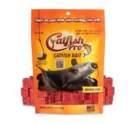 Catfish Pro Cebo de pesca de hígado de pollo, bolsa de 10 onzas con 80 unidades, aroma irresistible para bagre, sin desorden, se mantiene en tu gancho cuando nada más lo hará, ideal para caña, carrete