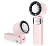 CATGIFF Ventilador de Mano Recargable, Mini Ventilador Portatil 5000mAh, Hand Fan Silencioso Potente Turbo (1-199 Velocidad), Ventiladores Aire Frio para Viajes, Exterior, Camping, Oficina Rosa