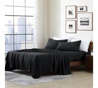 Cathay Home 90 gsm sólido Juego de sábanas, California King, Negro