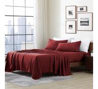 Cathay Home Essentials - Juego de sábanas de Microfibra de Doble Cepillado ultrasuave, hipoalergénicas, Resistentes a Las Arrugas, Color borgoña, Individual XL