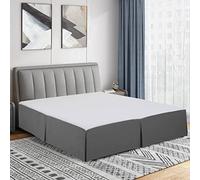 Cathay Home Falda de Cama Plisada de Microfibra de Doble Cepillado de fácil Ajuste, ultrasuave, Resistente a la decoloración y a Las Arrugas, Color Gris, tamaño Individual