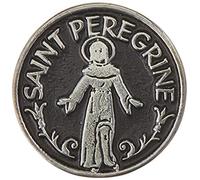 Cathedral Art Abbey & CA Gift Saint Peregrine Ficha de bolsillo, plata, negro, 0.2 x 1 pulgada
