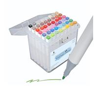Cathedral Products Juego de rotuladores artísticos de doble punta | Tinta vibrante a base de aceite | Cincel y puntas finas | Paquete de 48 - Estuche de almacenamiento portátil