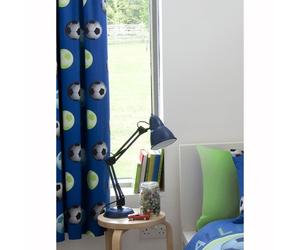 Catherina Lansfield 168cm X 183cm Azul Forrado Football Cortinas Nuevo