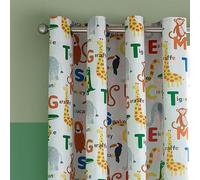 Catherine Lansfield Animal Magic - Cortinas Totalmente Reversibles con Ojales de 167 x 183 cm, Dos Paneles, Color Natural